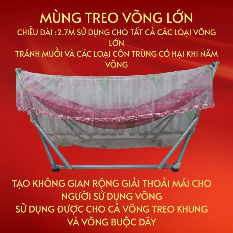 Võng Nam Trang Mùng Treo Võng Lớn Chiều Dài 2.7M Chất Liệu Tuyn Có Họa Tiết Lỗ Nhỏ Tránh Muỗi Và Côn Trùng Dùng Cho Tất Cả Các Loại Võng Lớn