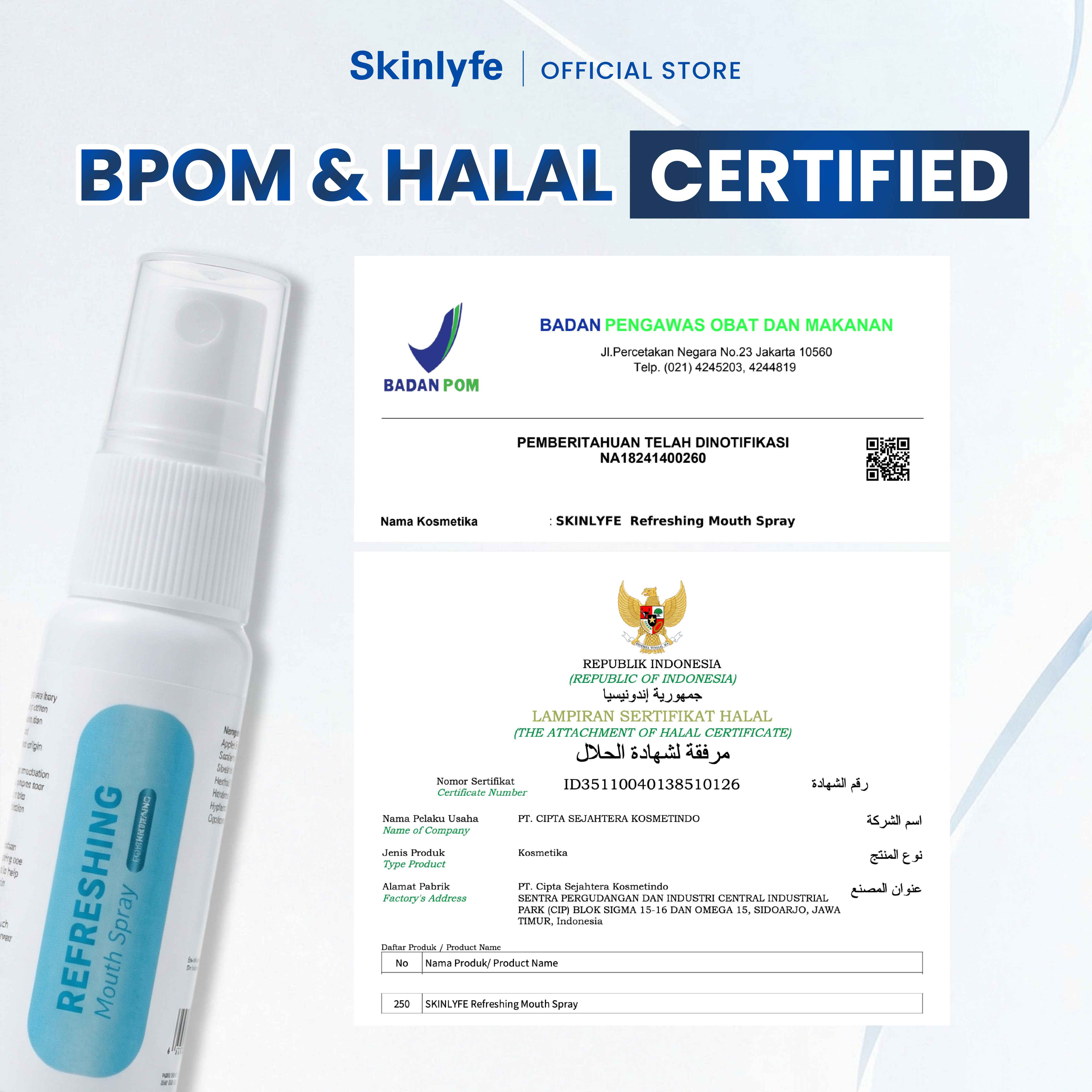 Skinlyfe Mouth Spray Penghilang Bau Mulut Dan Nafas Semprot Mulut Parfum Mulut Liquid Pewangi Mulut Sugar Free Spray Bau Mulut Paling Ampuh Gusi Menthol Penyegar