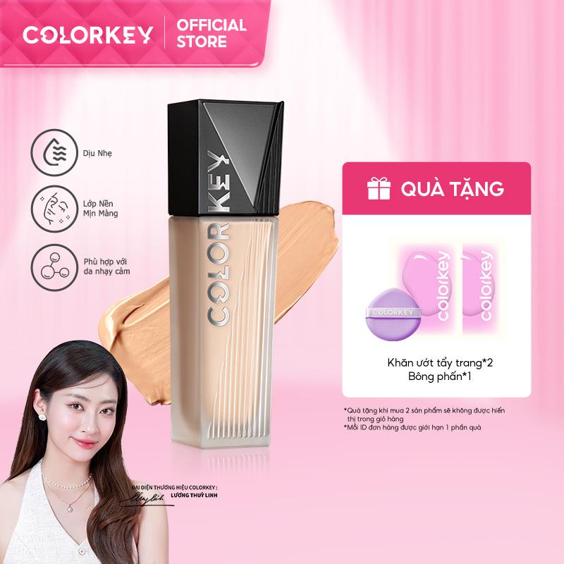 Kem Nền Dạng Lỏng Mịn Như Không Khí KẾT CẤU LÂU DÀI 12 Giờ Dầu Kiểm Soát Không Oxy Hóa Thích Hợp Cho Màu Hoa Hồng Kem Che Khuyết Điểm Cao Trang Điểm Hoàn Hảo 30ml COLORKEY