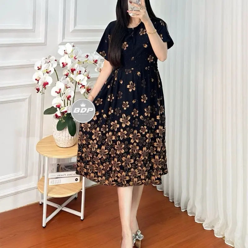 DASTER WANITA KEKINIAN RAYON MOTIF BUNGA RESLETING DEPAN BUSUI FRIENDLY 4