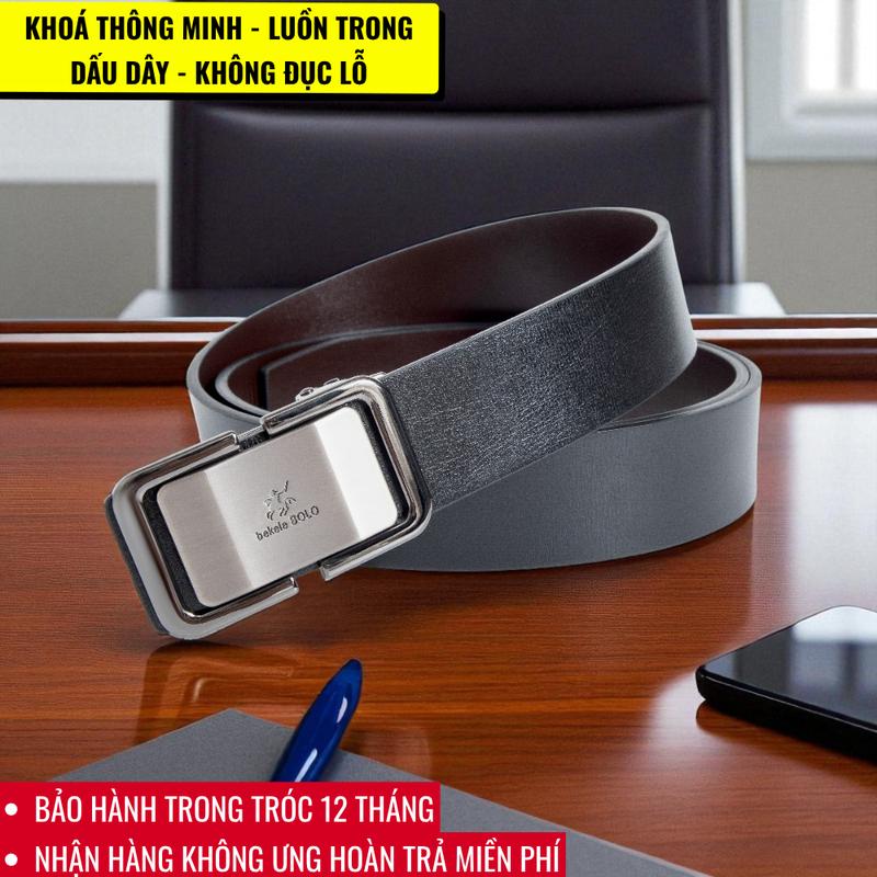 Dây Lưng Nam Da PU Microfiber Cao Cấp Luồn Trong Không Lộ Dây Khóa Tự Động, Kích thước Chuẩn Dài 1,3m Rộng 3,5cm