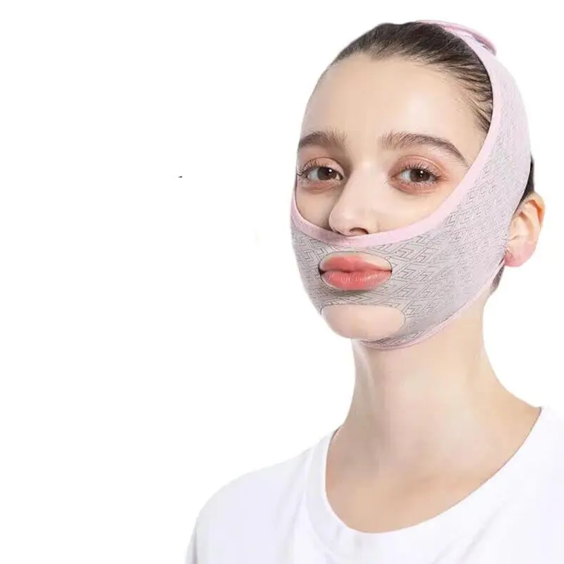 Masker Tidur Elastis Wajah V Perban Bentuk Pelangsing Wajah Wanita Pengangkat Pengencang Masker Dagu Ganda Anti Kendur Perban Lipatan Nasolabial Memudar 2