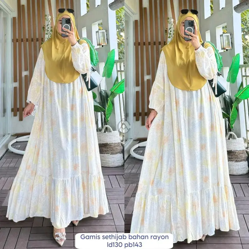 Lavanya Set Hijab Gamis syari || Gamis Set Hijab Dress Wanita Rayon  Diamond 7
