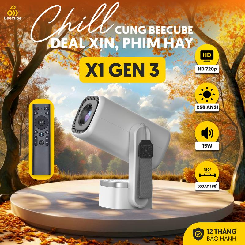 {BEECUBE LIVE} Máy Chiếu Mini Cao Cấp Beecube X1 Gen 3  - Bảo Hành 1 Đổi 1 Trong 12 Tháng, Máy Chiếu Tích Hợp Âm Thanh 15W Projector Xem Phim