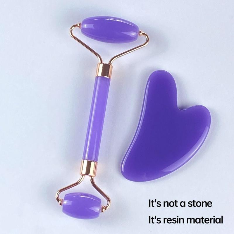 2pcs/set Double Headed Guasha Set New Resin Portable Face Roller Wrinkle Remover Neck Massager Gua Sha Scraper Board 5