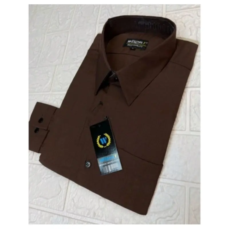 KEMEJA PRIA WENDYAT COKLAT TUA/KEMEJA POLOS LENGAN PANJANG/KEMEJA FORMAL