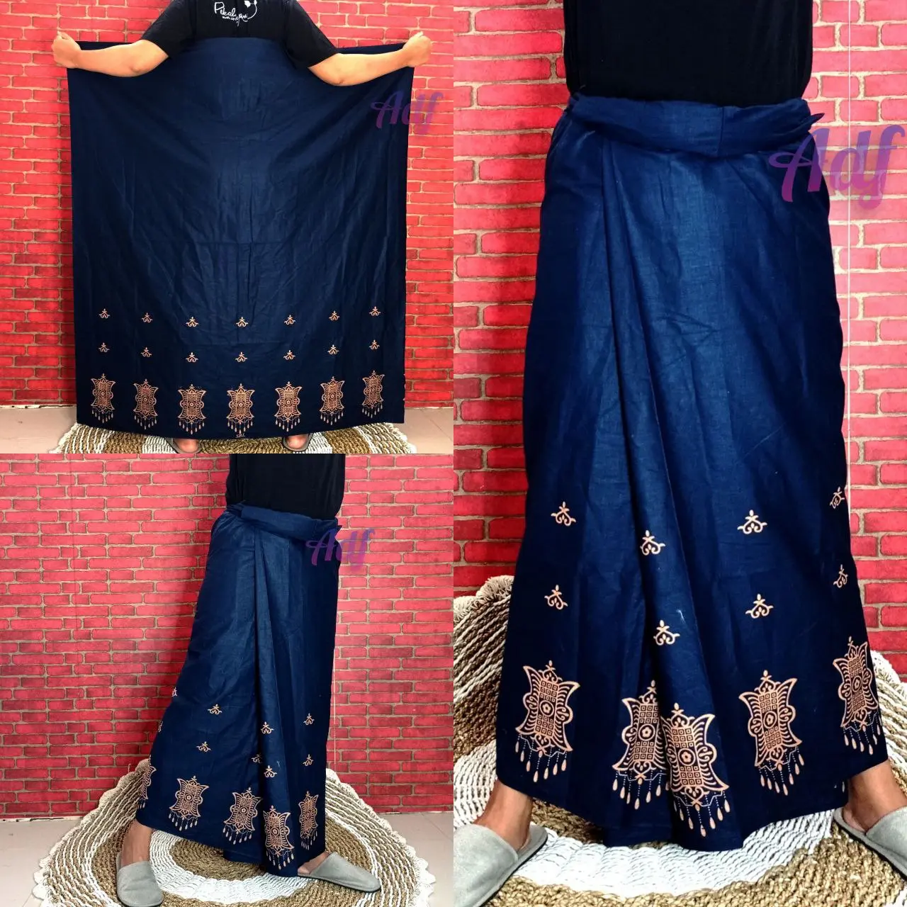 SARUNG PRINT PINTU ACEH ORIGINAL Katun Hitam Navy Batik Pekalongan Muslim  Dewasa  Motif Santri Printing pria