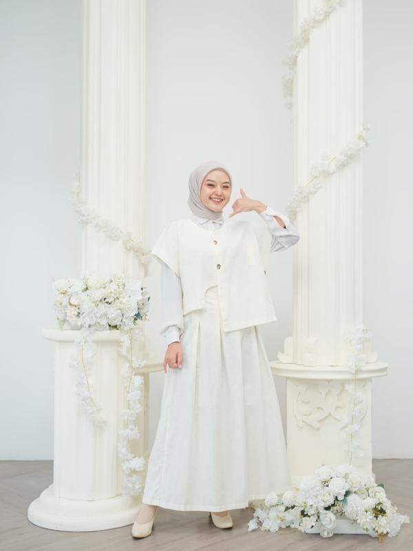 Kimmy Vest Setelan Rok dan Atasan Wanita Muslim one set rok Katun linen korean style setelan Baju  remaja Dewasa crop casual by cinesia.id 5