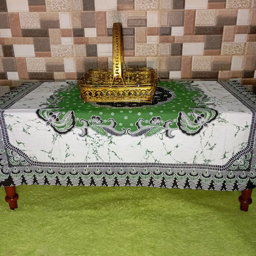 Taplak Meja Tamu Batik Motif Bunga Ukuran 100x95 cm Kain Katun Sablon Printing Jahit Pinggir Cocok Untuk Ruang Tamu Kantor Sekolah Souvenir Kebutuhan Rumah Tangga Softfurniture