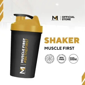 Botol Minum Shaker Muscle First 600 mL / Bottle drink drinking fitness gym M1 Official olahraga Sport sports Susu suplemen tumbler water bodyfit bodyfitstation Air