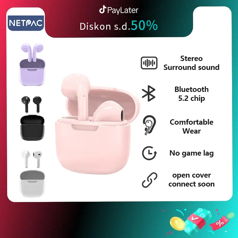 NETPAC TWS Headset Bluetooth Wireless Earphone Full Bass Mini Earbuds Stereo HIFI Noise Cancelling Hedset Waterproof Bluetooth 5.2 Headphones