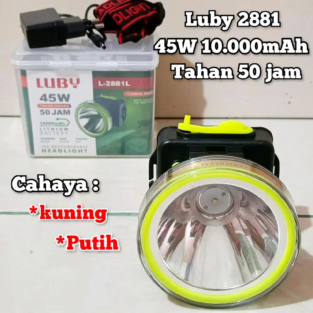Senter kepala luby L2881 10000mAh Senter kepala luby 45w waterproof 10.000mAh Baterai