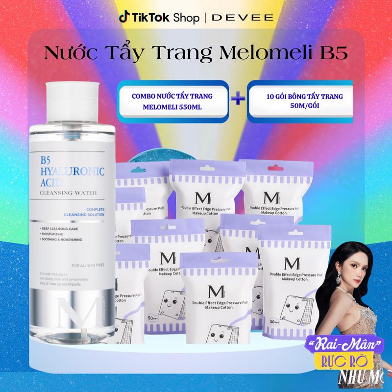 NƯỚC TẨY TRANG MELOMELI B5  Tẩy Trang Axit Hyaluronic 550ml - Nước Tẩy Trang Trang Điểm  Dịu Nhẹ Và Dưỡng Ẩm sạch sâu phù hợp mọi loại da