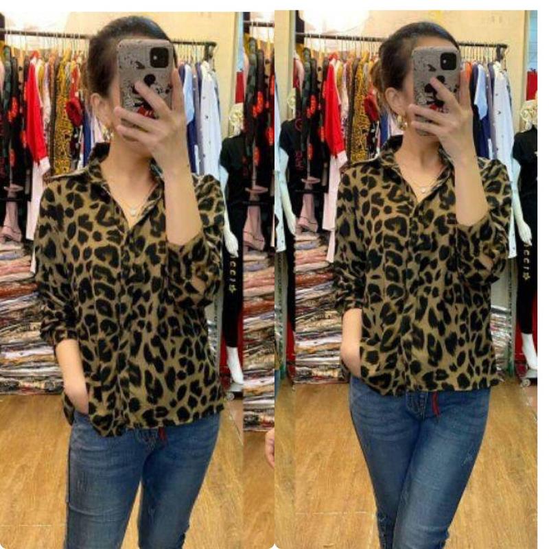 kemeja leopard jumbo / kemeja leopard LD 120 / kemeja leopard oversize Baju  Rayon Panjang 2