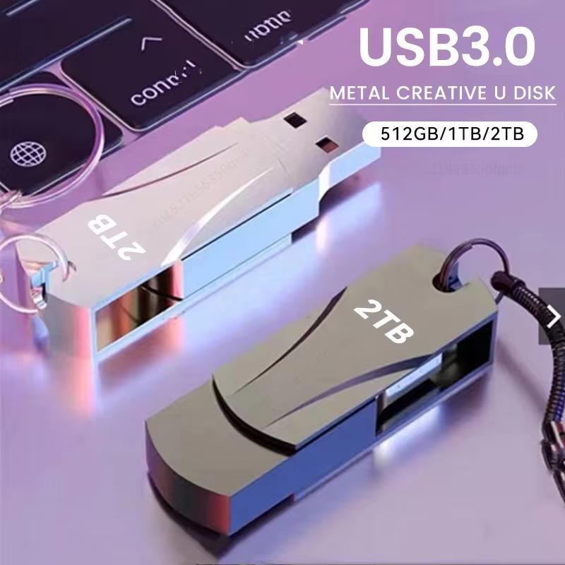 Ổ lưu trữ USB 3.0 tốc độ cao (1TB/2TB/512GB), ổ flash chống nước với thiết kế đầu bút kim loại nhỏ — phù hợp cho laptop và máy tính để bàn; lưu trữ dữ liệu nhanh chóng