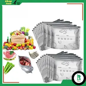 10 Pcs Alumunium Zip Lock Freeze Bag / Kantong Penyimpanan Sayur Buah Dan Daging