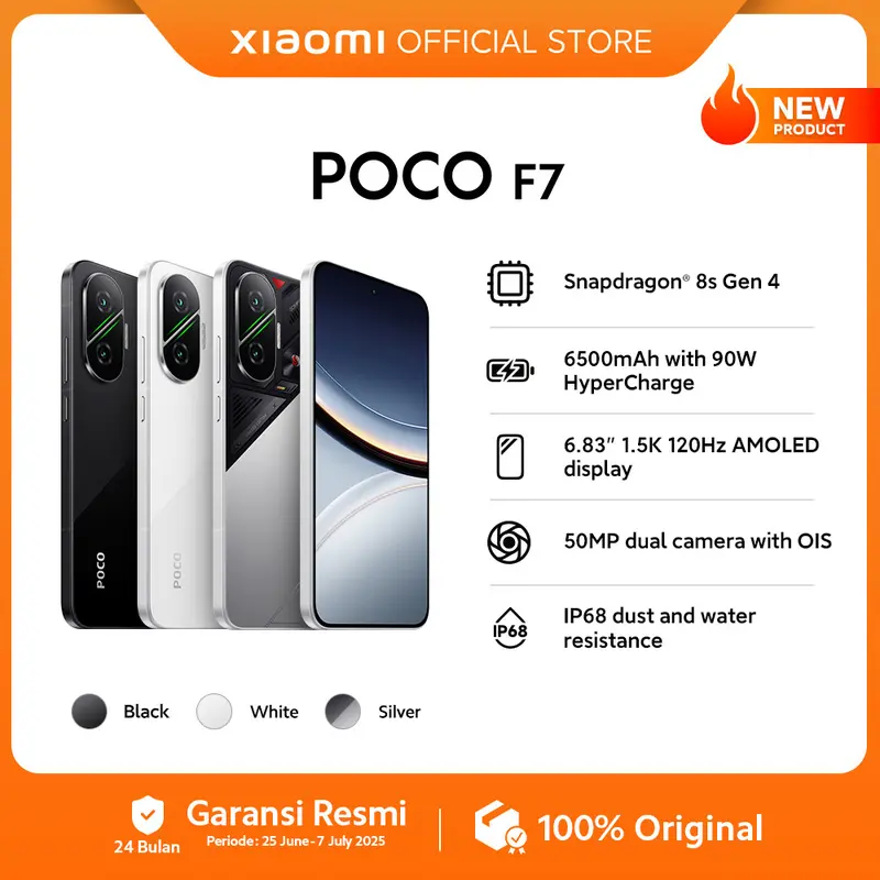 POCO F7 (12/512GB) | Snapdragon 8s Gen 4 | 6500mAh with 90W HyperCharge | 6.83" 1.5K 120Hz AMOLED display | 50MP dual camera with OIS | IP68 dust and water resistance [Official Store]