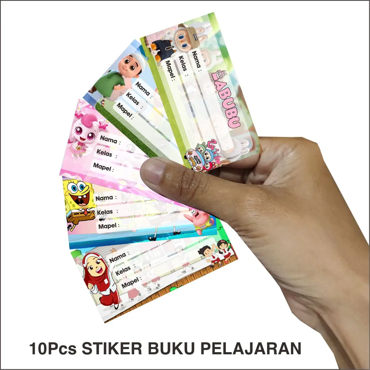 10pcs Stiker Buku Mapel mata pelajara sekolah label buku pelajaran nama anak sekolah