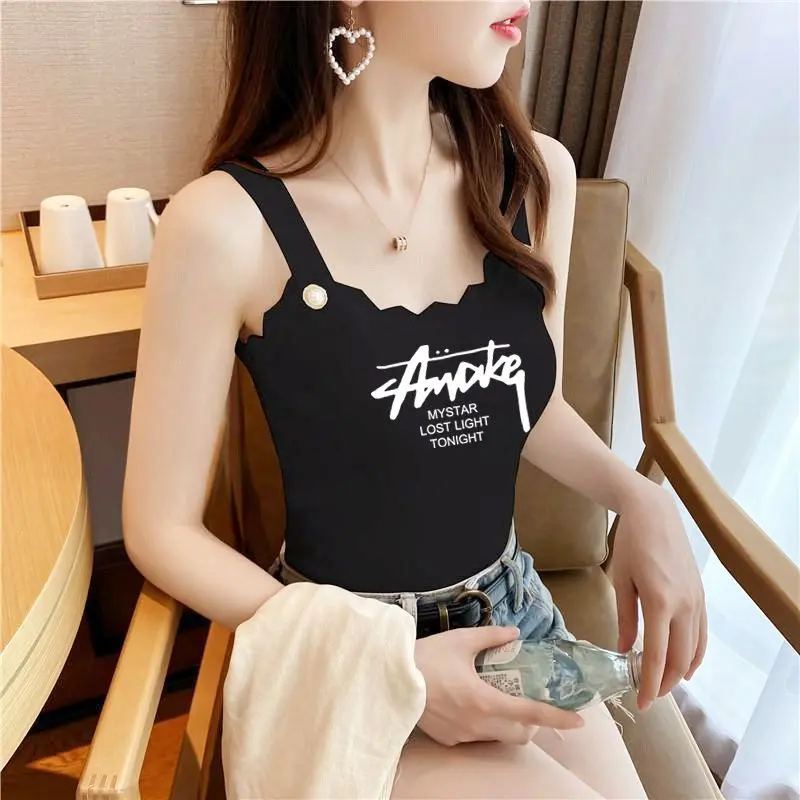 Áo Vest Hai Dây Phổ Biến Áo Sơ Mi Cơ Sở Nữ, Dáng Ôm Ngắn, Thích Hợp Mặc Bên Trong Và Bên Ngoài, Phong Cách Người Nổi Tiếng Trên Internet, Thích Hợp Cho Học Sinh, Áo Sơ Mi Hai Dây