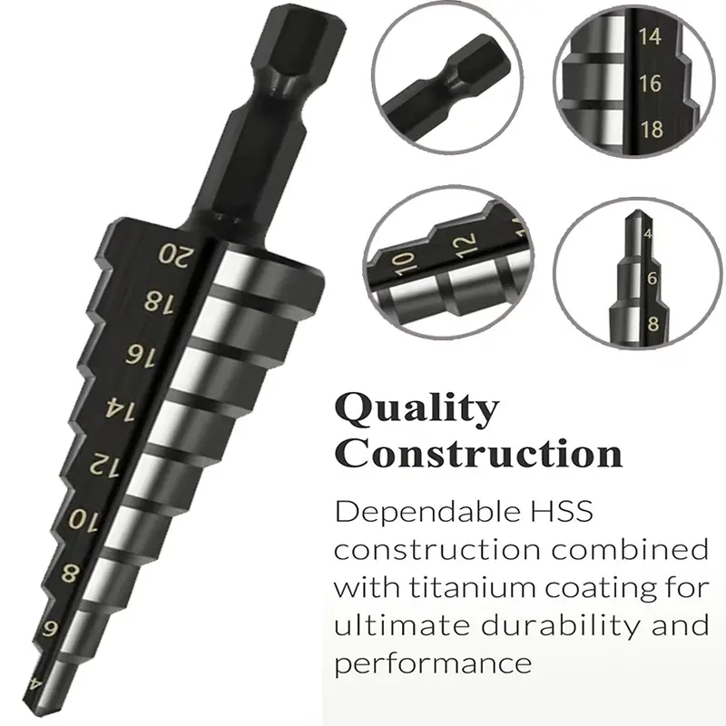 Mata Bor Pagoda Untuk Baja 3 Pcs Spiral HSS Steel Titanium Coated mata bor Pagoda besi kerucut Cone drill hole saw 7