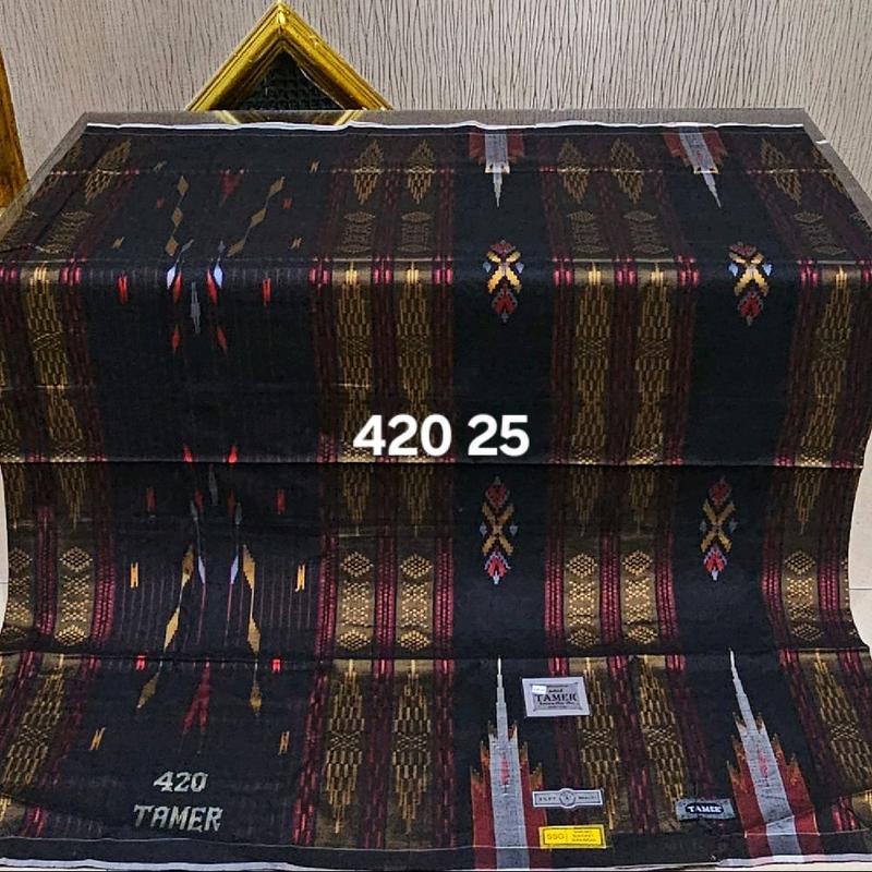 sarung tamer 420 full sutra songket mewah dewasa model bhs terbaru sgc sfs bahan halus Hitam Cokelat Navy Putih 8