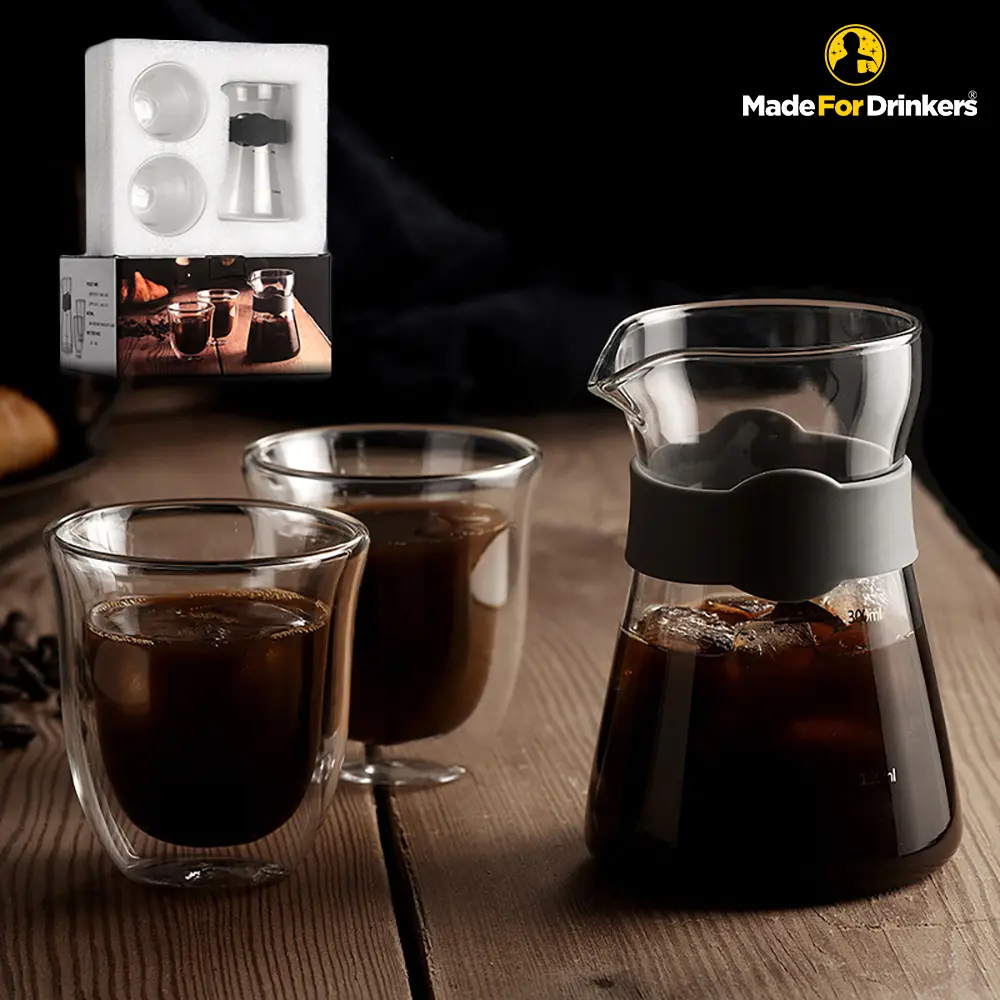 Set of Double wall cups and coffee server flask / Coffee Serving Set Stylish Tea