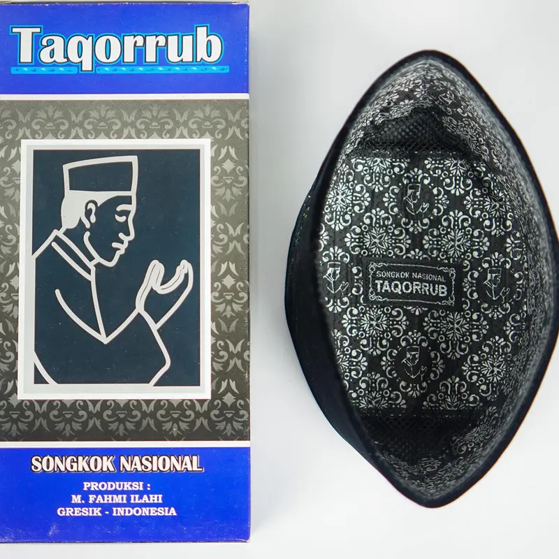 Peci Songkok Taqorrub AC Kopiah Santri Hitam Pria Muslim Dewasa dan Anak Bahan Bludru Falcon Tebal Nyaman Santri Motif Polos Tinggi 7 8 9 10 Putih Batik pendek 2