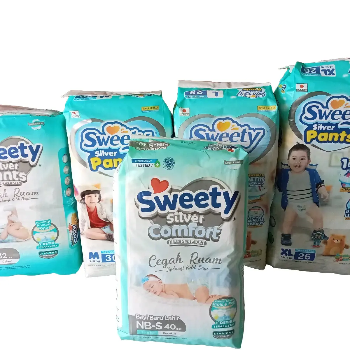 Sweety Silver Pants NB-S40/ S32/ M30/ L28/ XL26/XXL24 Diapers Popok