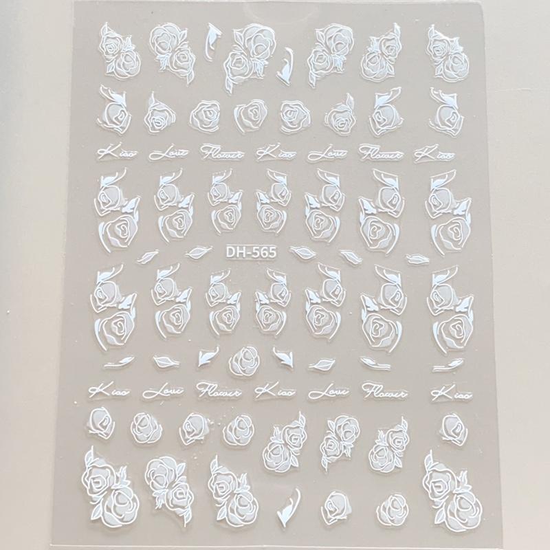 Nail Sticker Noci Nail_Stick dán móng các mẫu hoa stick hoa trắng con vật