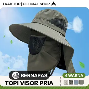 [READY] TrailTop Topi Gunung Topi Visor Lipat Pinggiran Lebar Anti UV Topi Mancing Bernapas