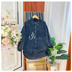 Jatayu Store - Kemeja Wanita Berbahan jeans wash All Size muslim Ld 120