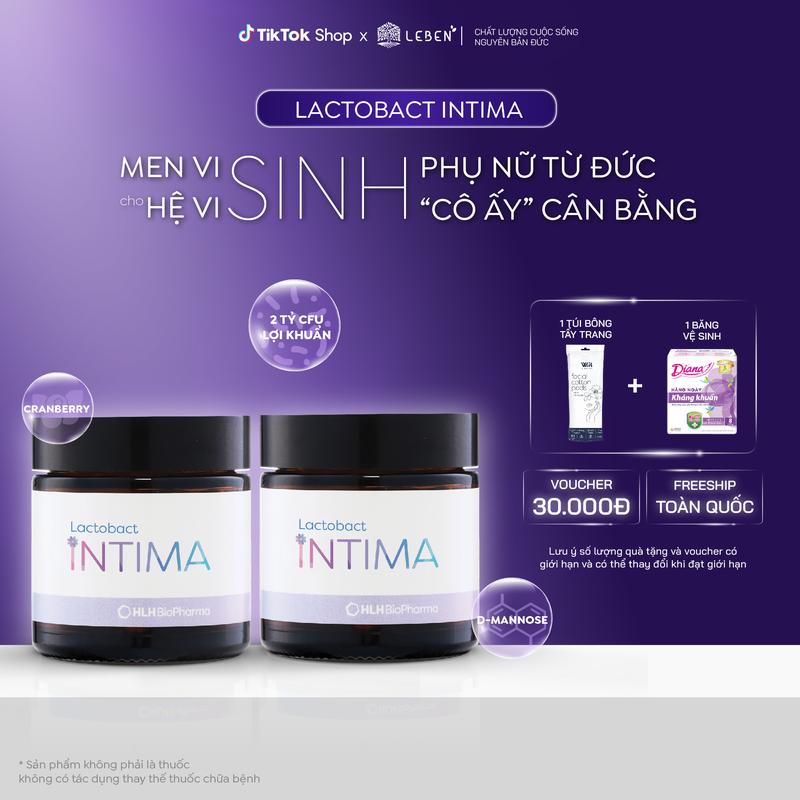 Men vi sinh phụ khoa Lactobact Intima từ Đức (không cần bảo quản tủ lạnh) bổ sung lợi khuẩn, Cranberry, D-Mannose hộp 30 viên - COMBO 2 HỘP