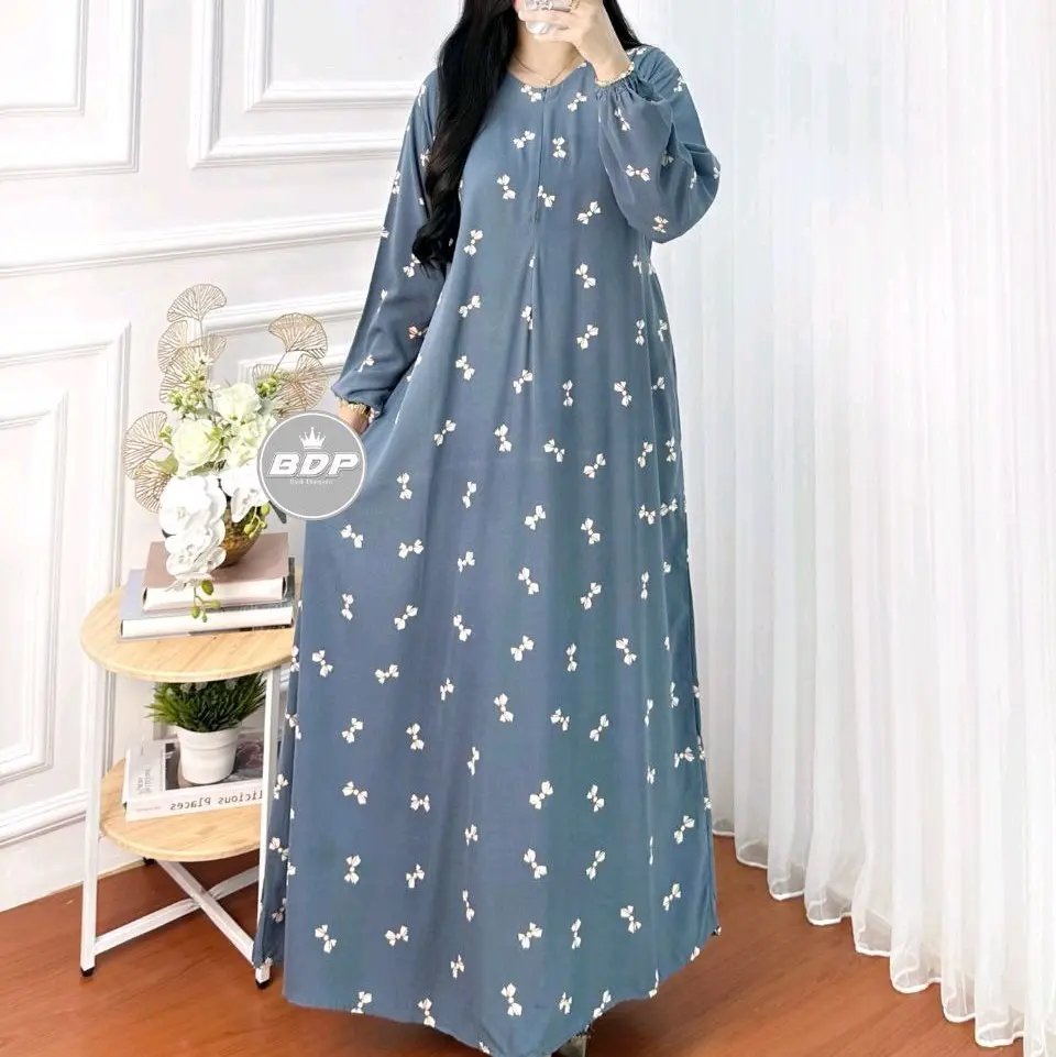 DASTER ARAB LENGAN PANJANG BUSUI BUMIL RESLETING DEPAN BAHAN RAYON PREMIUM ORI DRESS MOTIF MUSLIM WANITA