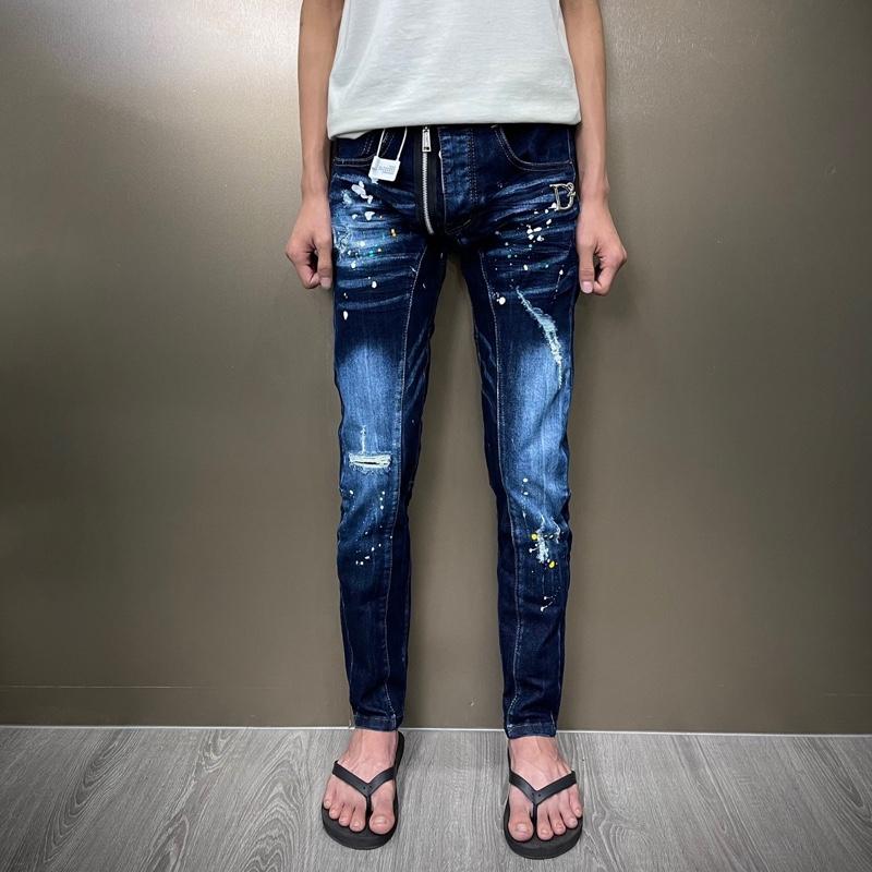 Quần jean nam xanh đậm cào nhẹ gân baiger lót trong mixx logoo d2 bản siêu cấp host neww 2025