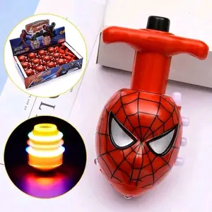 Mainan Edukasi Gasing Spiderman Karakter Lampu LED Musik Mainan Gangsing Spiderman dengan Desain Karakter Spiderman