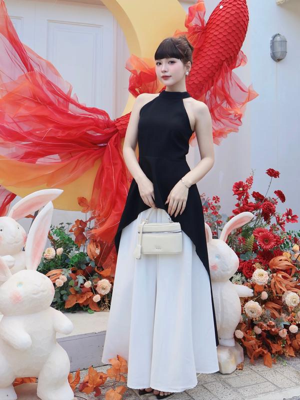 Set áo yếm tua dài hai bên kèm chân váy lưng chun Ảnh thật/Sẵn