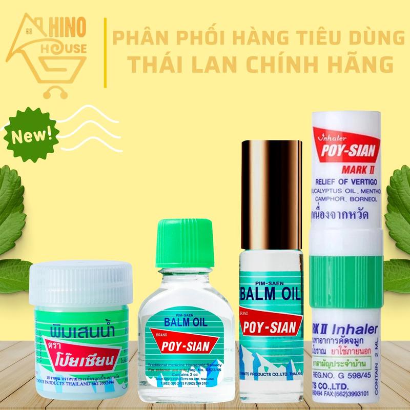 Dầu Gió Ống Hít Poy-sian Brand Thái Lan Hỗ Trợ Giúp Thông Mũi Giảm Đau Đầu Say Tàu Xe - Hinohouse