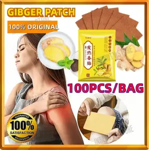 100Pcs Ginger Patch Patch Jahe Herbal - Perawatan Kesehatan untuk Meningkatkan Sirkulasi Darah dan Pereda Nyeri Punggung Leher Lutut Solusi Alami Terbaik untuk Penyembuhan Detoksifikasi Limfatik Patch Jahe Aksesoris Kesehatan