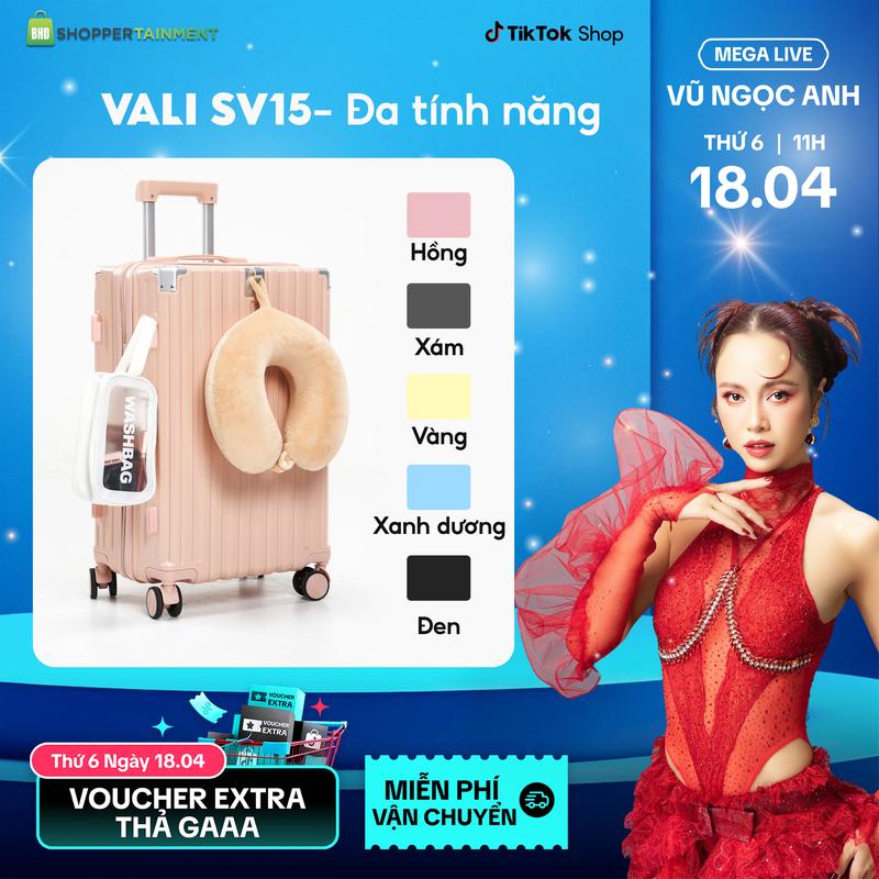 Vali SUNNY SV15 - Vali du lịch, vali khóa kéo thời trang nhựa PC + ABS bảo hành 5 năm (size 20-24 inch)