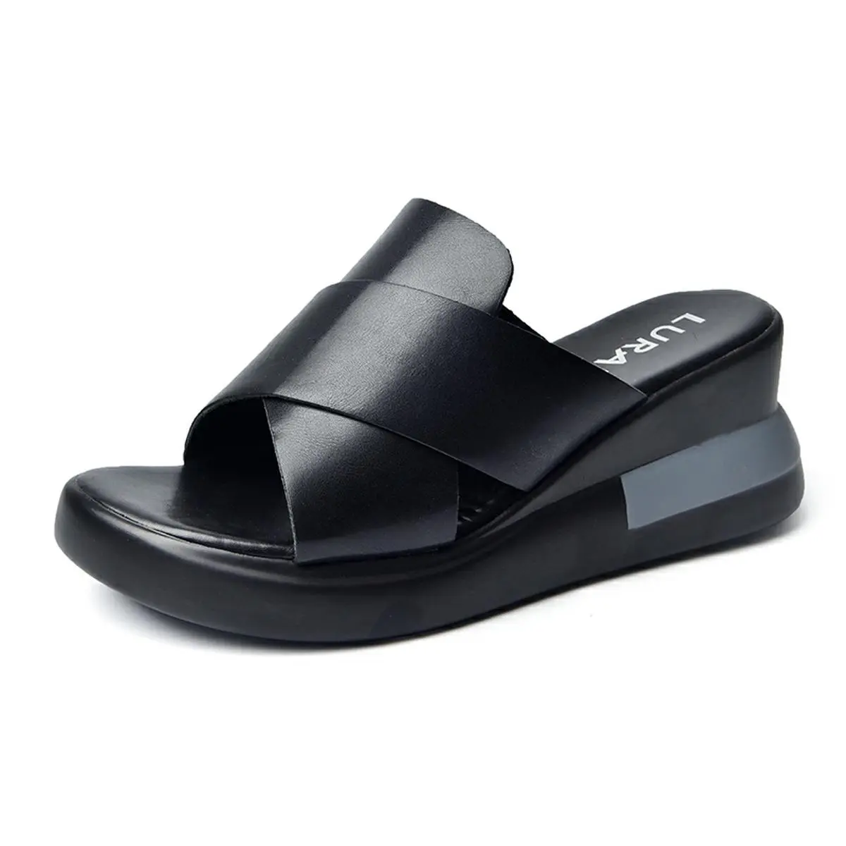 LURAD Sandal Wanita Slip-On Sandal Hitam Ringan Sandal Wanita Kasual Sandal Slip-On Beige Wanita Sandal OOTD BL275