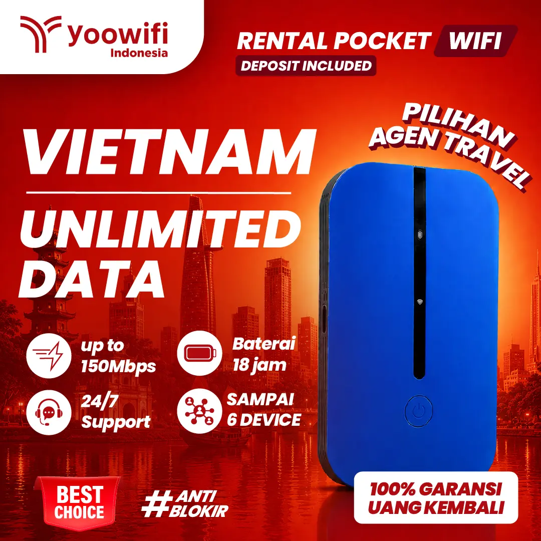 Yoowifi Pocket Wifi Vietnam Unlimited Highspeed | Wifi Portable Internet Roaming Wifi Saku Travel