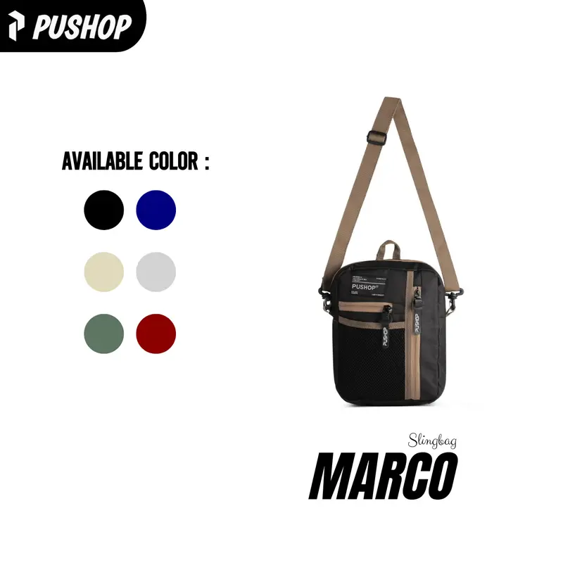 PUSHOP Tas Selempang Pria Wanita MARCO - Slingbag Uniseks Sling Bag Kasual Kanvas 1