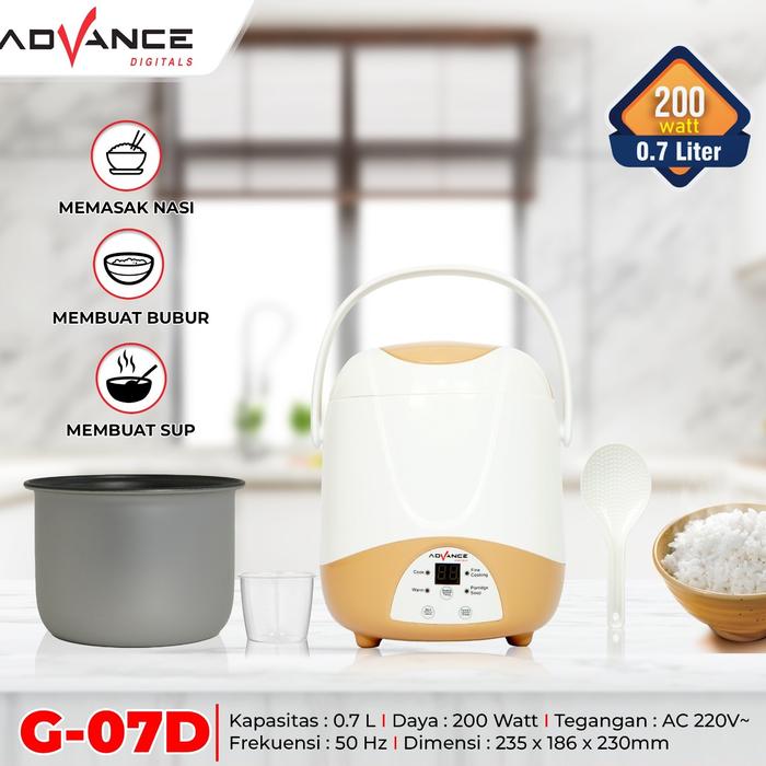 Gambar Advance G-07D Rice Cooker | Mini Rice Cooker Multi Fungsi 3 in One cocok untuk Anak Kosan Rice Cooker Low Watt Bergaransi Kualitas International dari advancetopstore Kab. Karawang Tokopedia