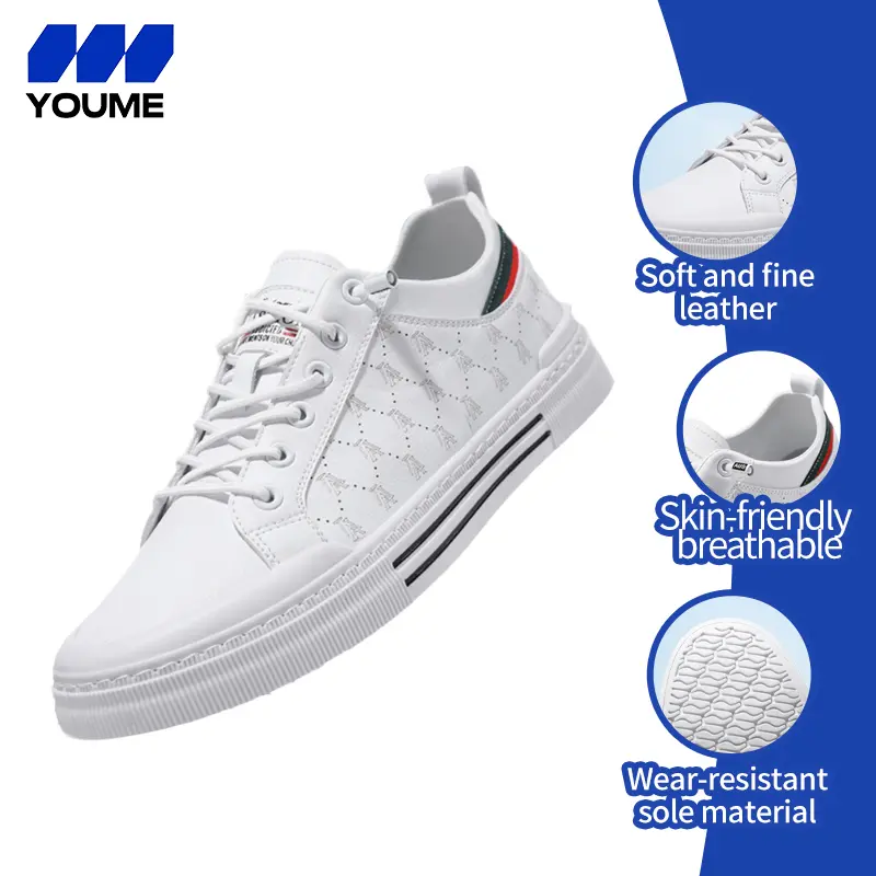 YOUME Spring and Autumn Breathable Men's White Shoes 2023 New Fashion Shoes Korean Style Fashion Casual Shoes Men's Shoes