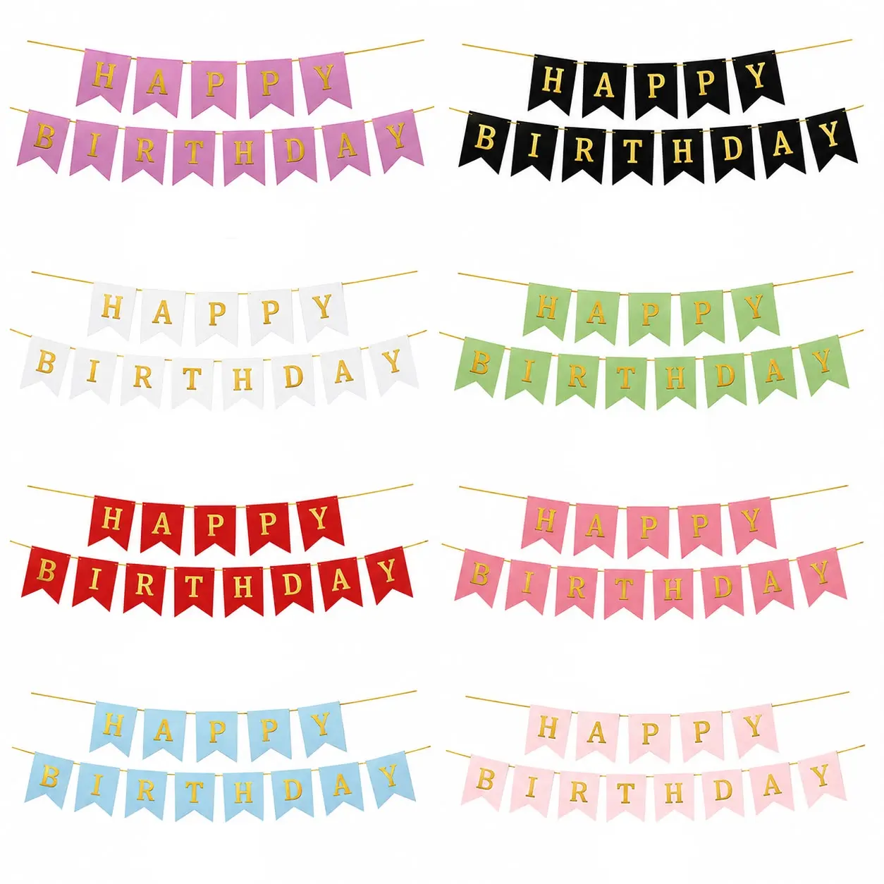 Banner Happy Birthday Ulang Tahun Tulisan Gold Elegan