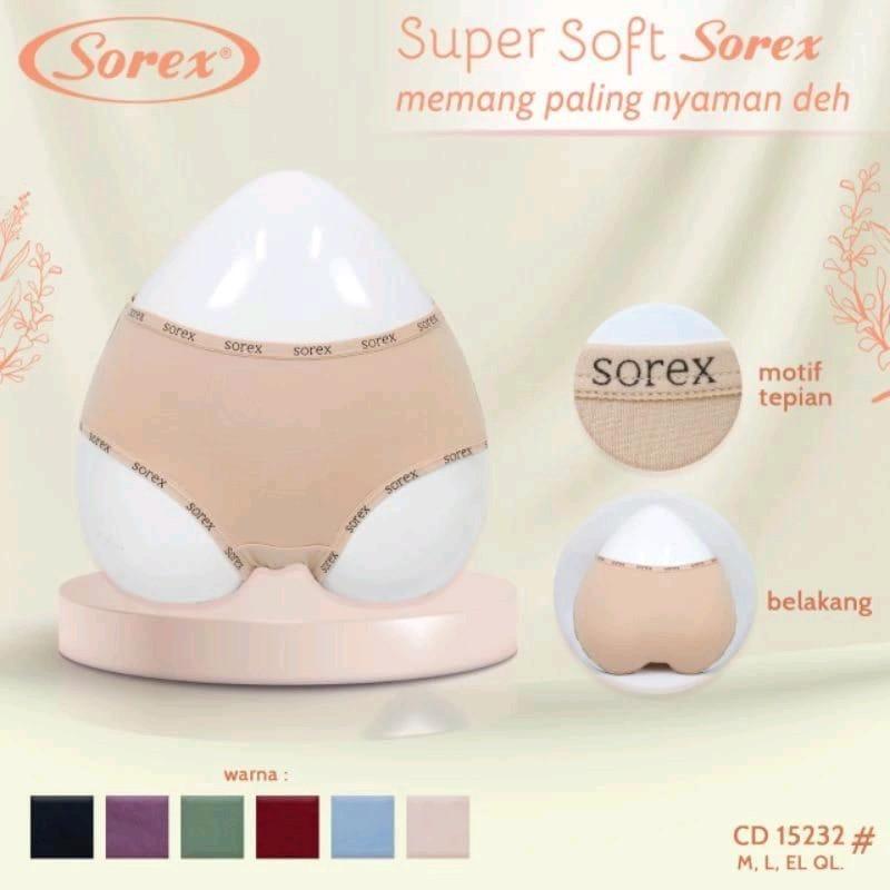 3pcs CD Sorex 15232 Celana Dalam Wanita Super Soft Midi Lembut Nyaman Katun Basic Karet 6