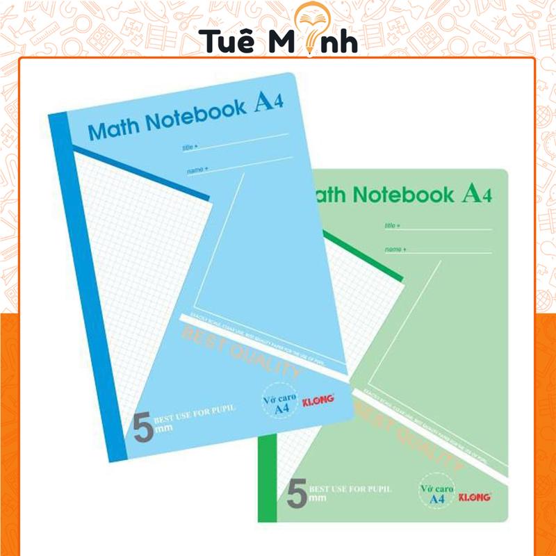  Vở Caro A4 200 trang Klong MS 298 Math Notebook học toán vẽ hình tiện lợi vở học Klong 