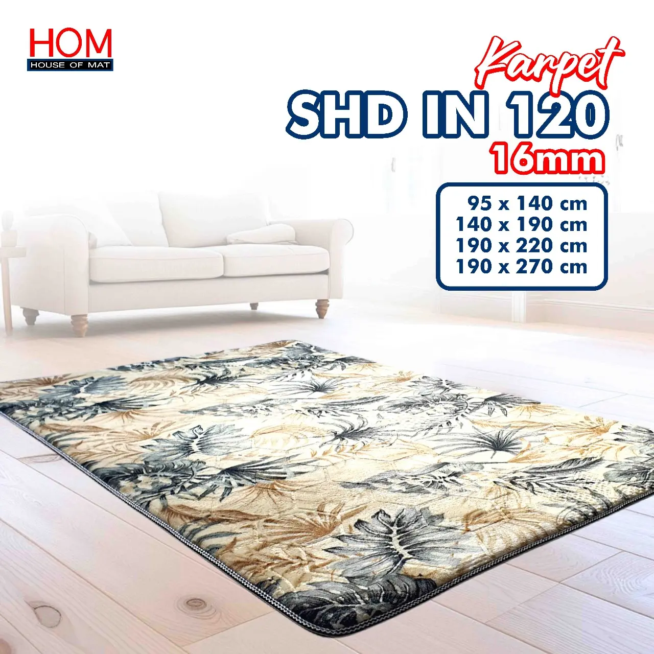 New [SHUFU 140 x 190 ] Karpet Busa Malaysia Motif Tebal 16mm/18mm/21mm Dekorasi