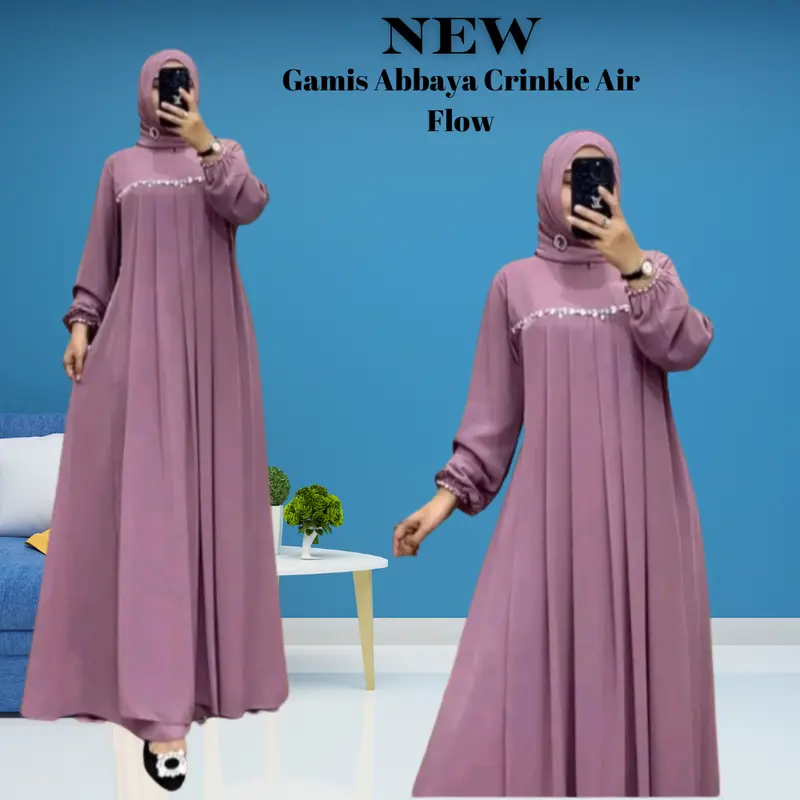 Gamis Payet Mutiara Crinkle Airflow Lebaran 2025 5