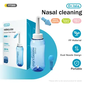 Dr.Isla YT300 Water Pulse Nasal Irrigator Home Nasal Irrigator untuk Dewasa dan Anak-anak Rhinitis Nasal Irrigator/(Set dilengkapi dengan 10pcs garam hidung) Pembersih Hidung